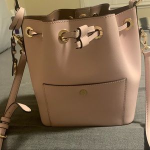 Blush pink Michael Kors drawstring structured bag